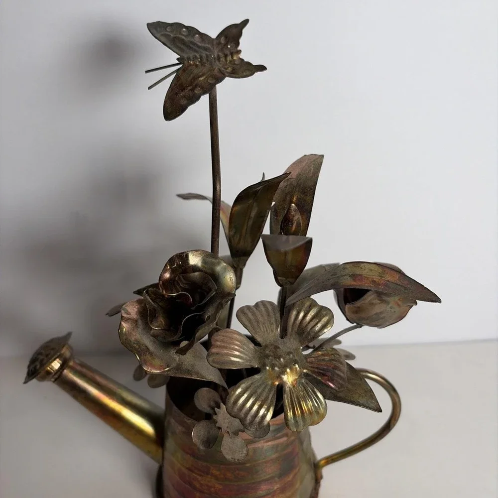VTG Berkeley Copper Watering Can Floral Butterfly Music Box 